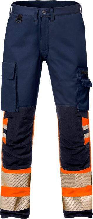 High vis Stretch housut lk 1 2705 PLU Neonoranssi/Tummansininen - Suomen Brodeeraus