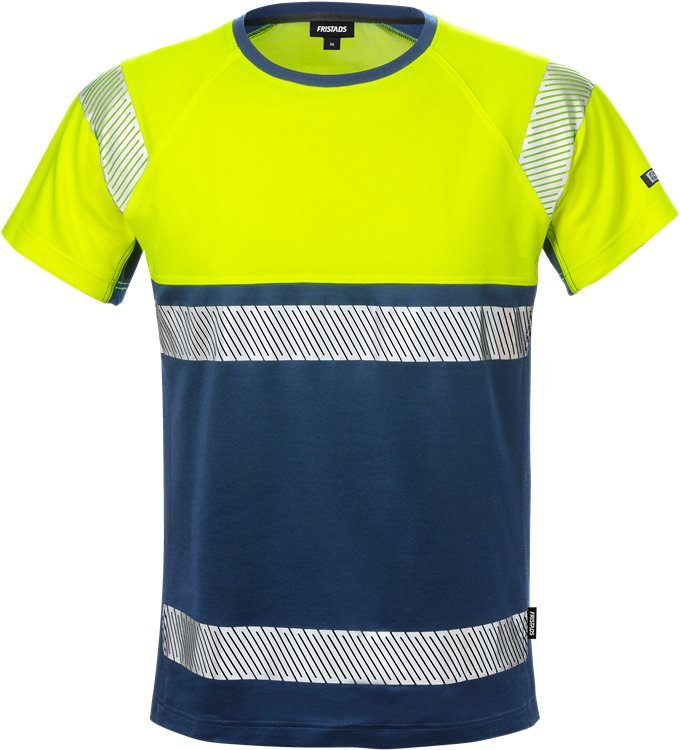 High vis t - paita lk 1 7518 THV Neonkeltainen/Tummansininen - Suomen Brodeeraus