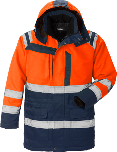 High vis talviparka lk 3 4042 PP Neonoranssi/Tummansininen - Suomen Brodeeraus