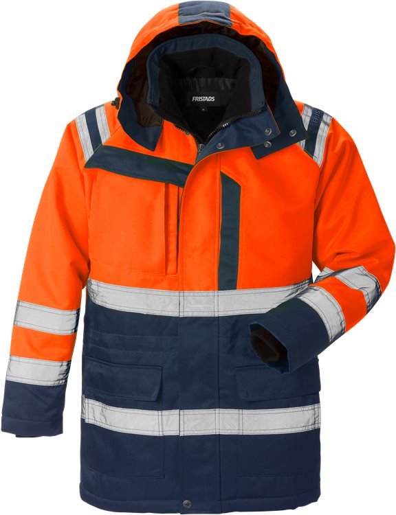 High vis talviparka lk 3 4042 PP Neonoranssi/Tummansininen - Suomen Brodeeraus