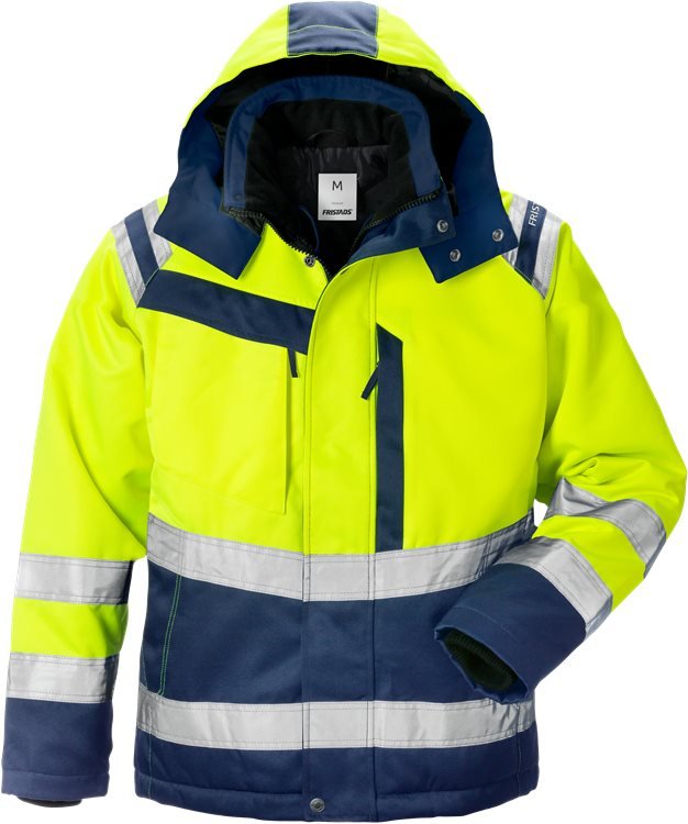 High vis talvitakki naisten lk 3 4143 PP Neonkeltainen/Tummansinine - Suomen Brodeeraus