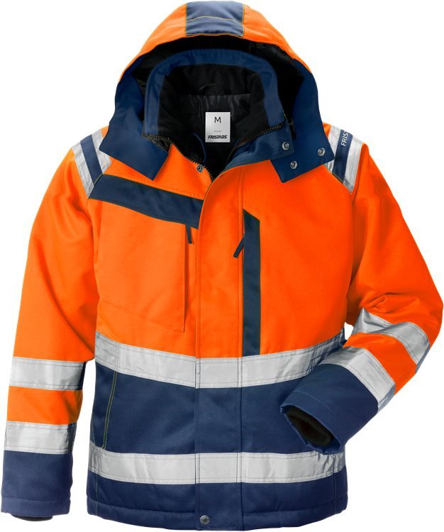 High vis talvitakki naisten lk 3 4143 PP Neonoranssi/Tummansinine - Suomen Brodeeraus