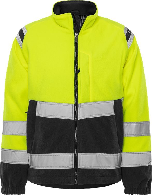 High vis tuulenpitävä fleecetakki lk 3 4041 FE Neonkeltainen/Musta - Suomen Brodeeraus