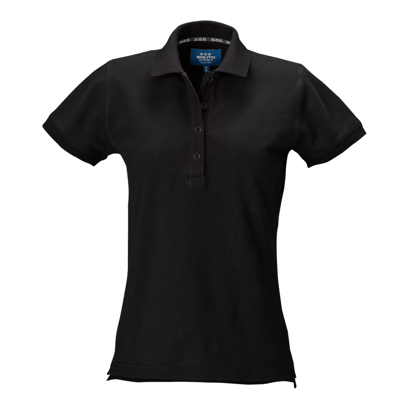 Marion solid Polo w Black - Suomen Brodeeraus