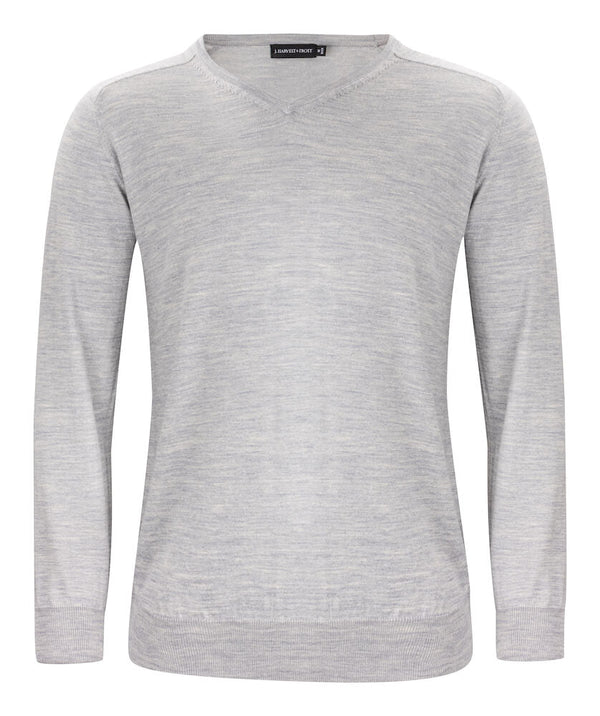 Merino V - neck LT GREY MEL - Suomen Brodeeraus