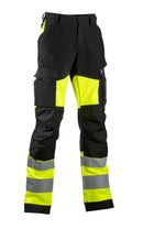 Safety stretch trousers, white-yellow