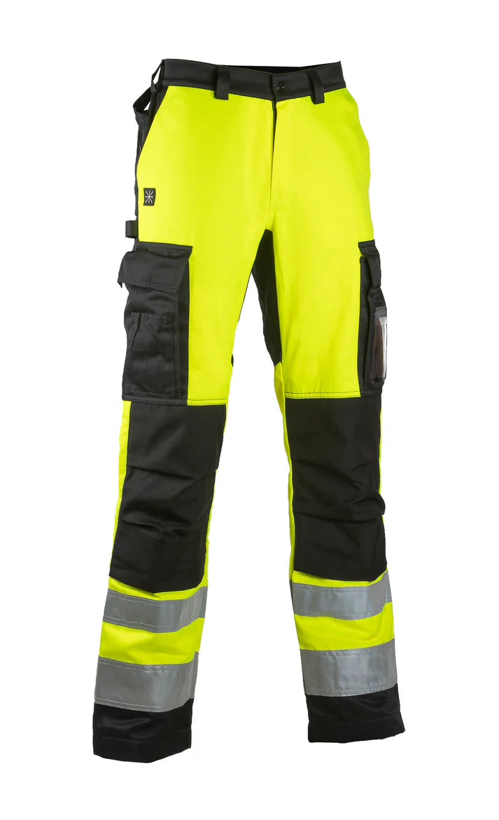 Safety trousers, white-yellow