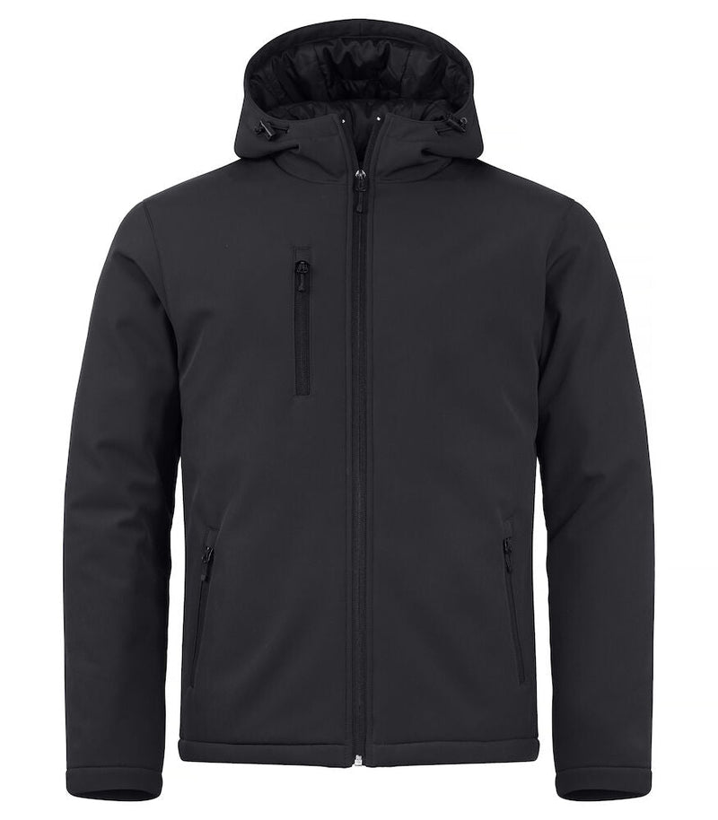 Padded Hoody Softshell Black - Suomen Brodeeraus