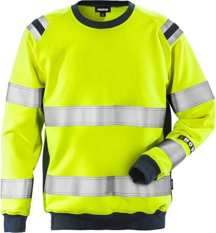 Palosuojattu Flamestat high vis collegepusero lk 3 7076 SFLH Neonkeltainen/Tummansininen - Suomen Brodeeraus