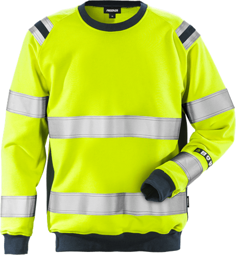 Palosuojattu Flamestat high vis collegepusero lk 3 7076 SFLH Neonkeltainen/Tummansininen - Suomen Brodeeraus