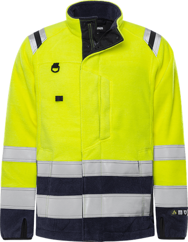 Palosuojattu Flamestat high vis fleecetakki lk 3 4063 ATF Neonkeltainen/Tummansininen - Suomen Brodeeraus