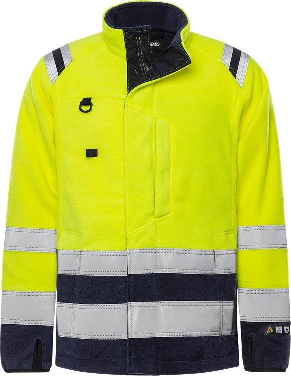 Palosuojattu Flamestat high vis fleecetakki lk 3 4063 ATF Neonkeltainen/Tummansininen - Suomen Brodeeraus