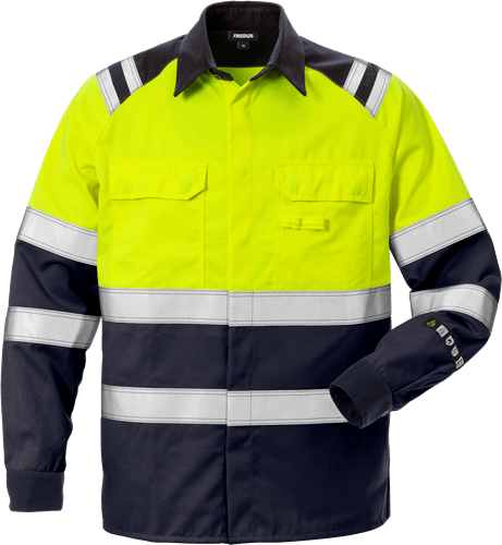 Palosuojattu Flamestat high vis paita lk 1 7051 ATS Neonkeltainen/Tummansininen - Suomen Brodeeraus