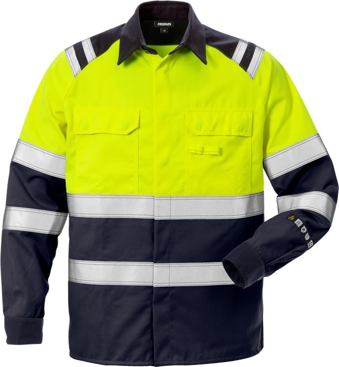 Palosuojattu Flamestat high vis paita lk 1 7051 ATS Neonkeltainen/Tummansininen - Suomen Brodeeraus