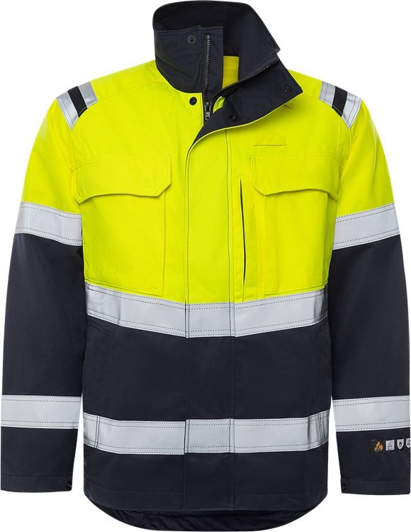 Palosuojattu Flamestat high vis takki lk 2 4176 ATHS Neonkeltainen/Tummansininen - Suomen Brodeeraus