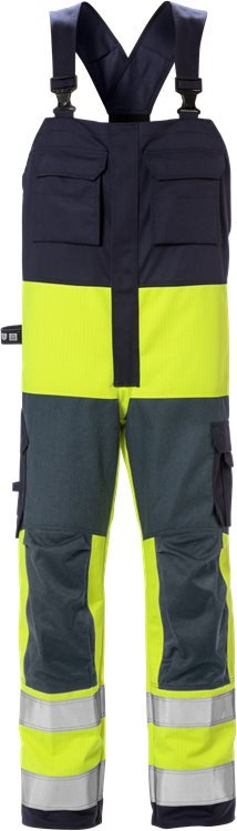 Palosuojattu High vis avosuoja lk 2 1584 FLAM Neonkeltainen/Tummansininen - Suomen Brodeeraus