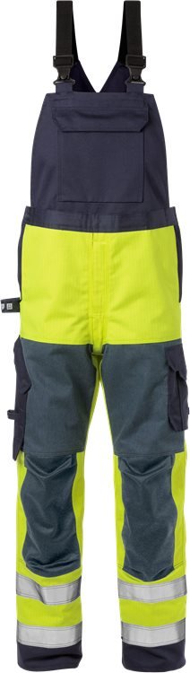 Palosuojattu High vis avosuoja lk 2 1585 FLAM Neonkeltainen/Tummansininen - Suomen Brodeeraus