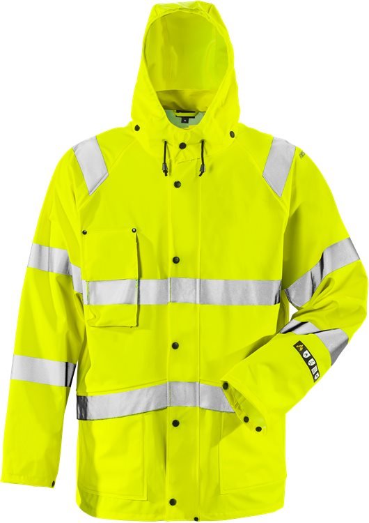 Palosuojattu high vis sadetakki lk 3 4845 RSHF Neonkeltainen - Suomen Brodeeraus