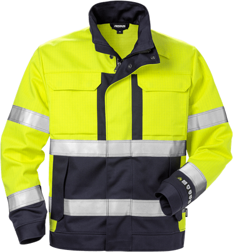 Palosuojattu High vis takki lk 3 4584 FLAM Neonkeltainen/Tummansininen - Suomen Brodeeraus