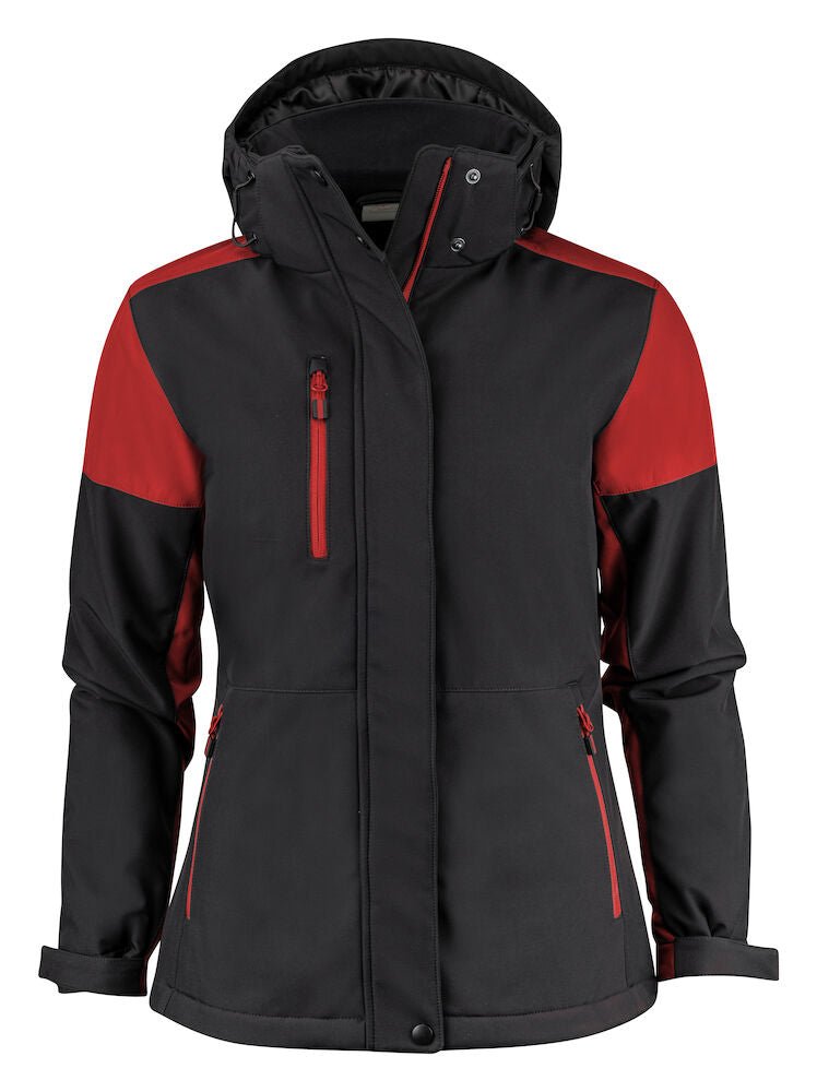 PRIME PADDED SOFTSHELL LADY BLACK/ RED - Suomen Brodeeraus