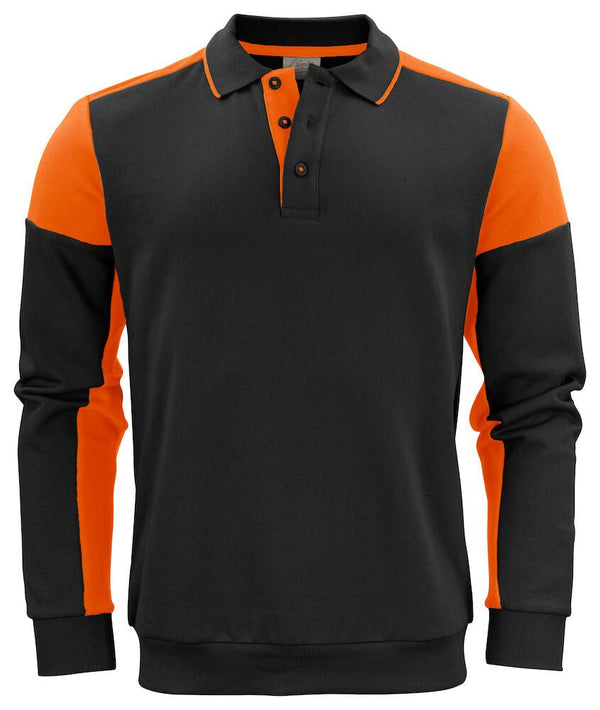 PRIME POLOSWEATER BLACK/ ORANG - Suomen Brodeeraus