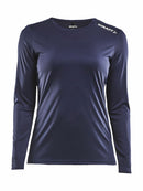 Rush LS Tee Women Navy - Suomen Brodeeraus