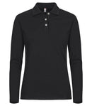 Stretch Premium Polo Lady L/S Black - Suomen Brodeeraus