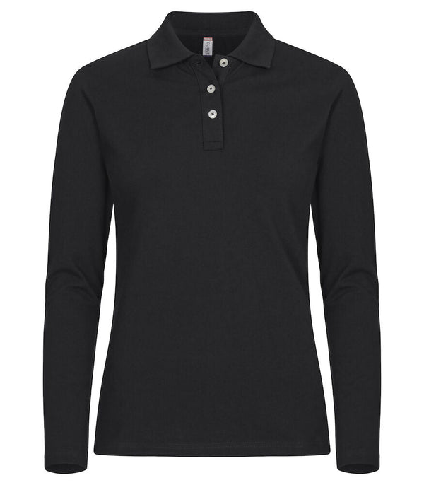 Stretch Premium Polo Lady L/S Black - Suomen Brodeeraus