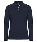 Stretch Premium Polo Lady L/S Dark navy - Suomen Brodeeraus