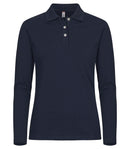 Stretch Premium Polo Lady L/S Dark navy - Suomen Brodeeraus