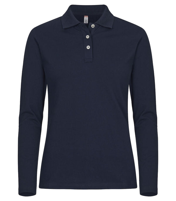 Stretch Premium Polo Lady L/S Dark navy - Suomen Brodeeraus