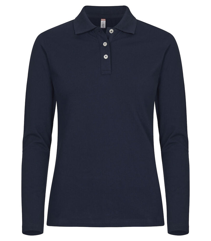 Stretch Premium Polo Lady L/S Dark navy - Suomen Brodeeraus