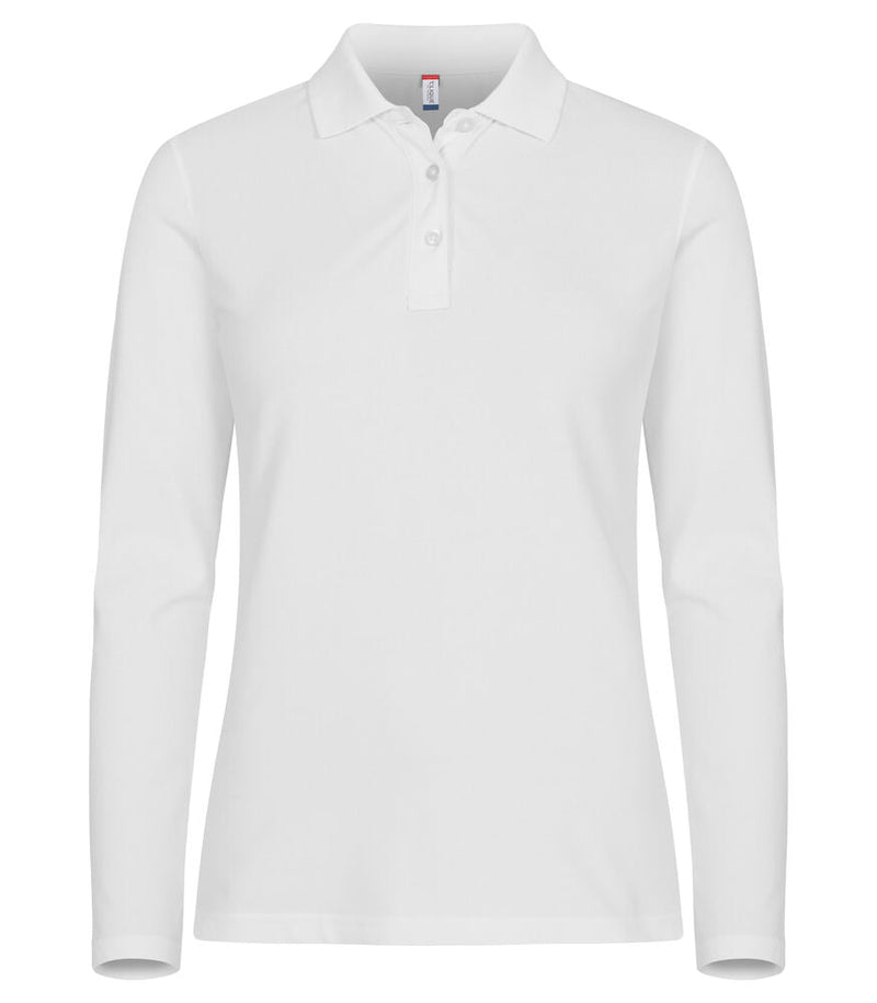 Stretch Premium Polo Lady L/S White - Suomen Brodeeraus