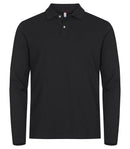 Stretch Premium Polo L/S Black - Suomen Brodeeraus
