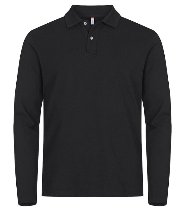 Stretch Premium Polo L/S Black - Suomen Brodeeraus