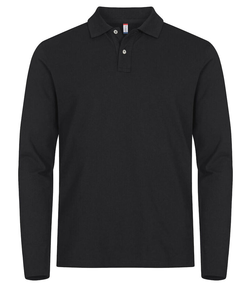 Stretch Premium Polo L/S Black - Suomen Brodeeraus