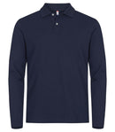 Stretch Premium Polo L/S Dark navy - Suomen Brodeeraus