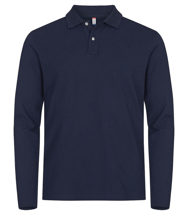 Stretch Premium Polo L/S Dark navy - Suomen Brodeeraus