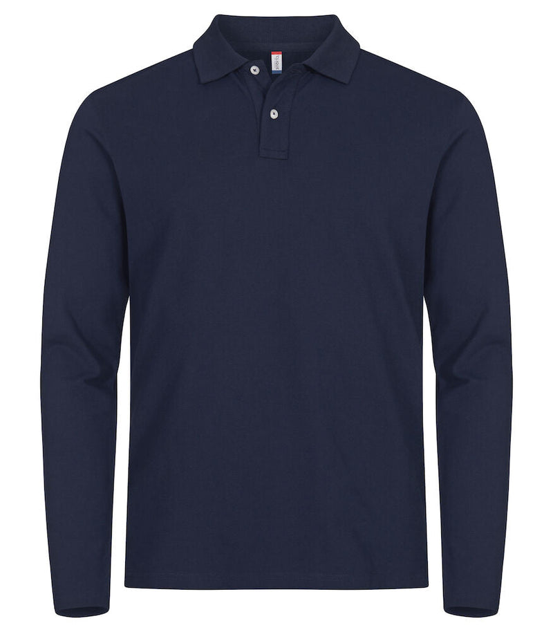 Stretch Premium Polo L/S Dark navy - Suomen Brodeeraus