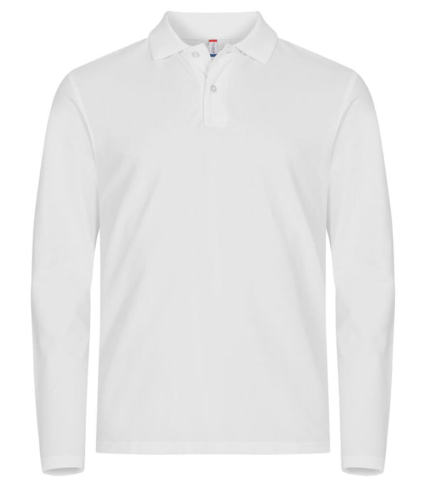 Stretch Premium Polo L/S White - Suomen Brodeeraus