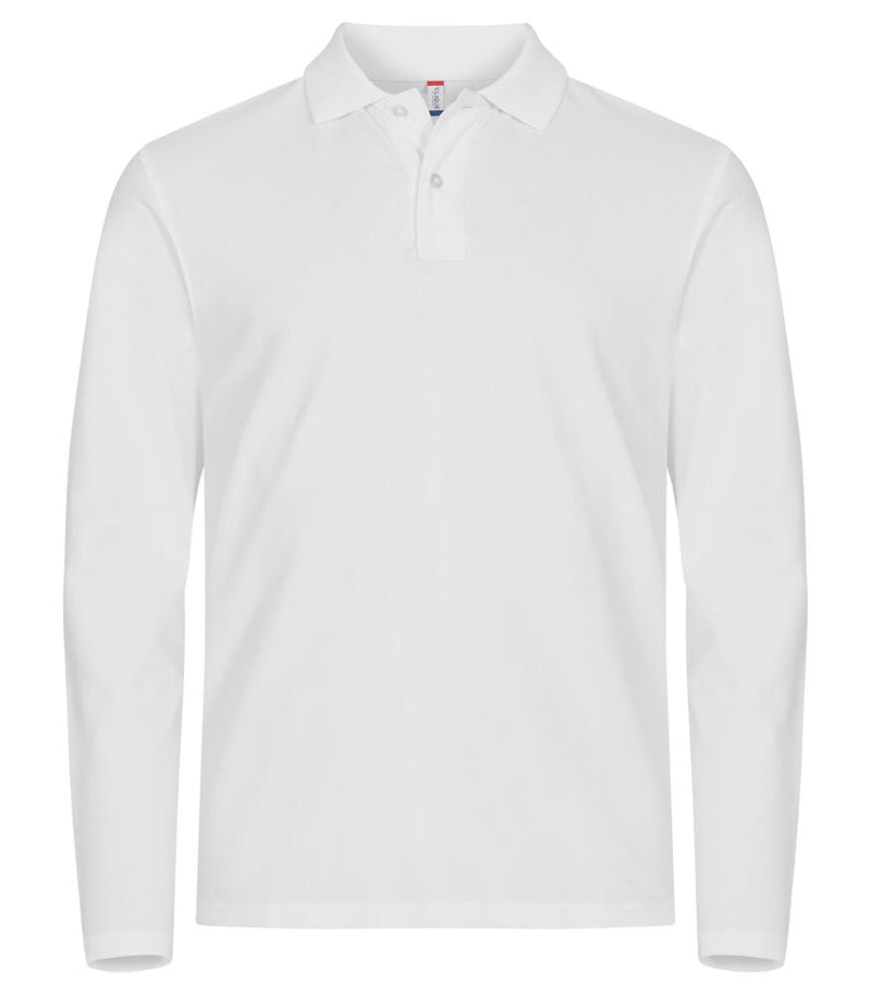 Stretch Premium Polo L/S White - Suomen Brodeeraus