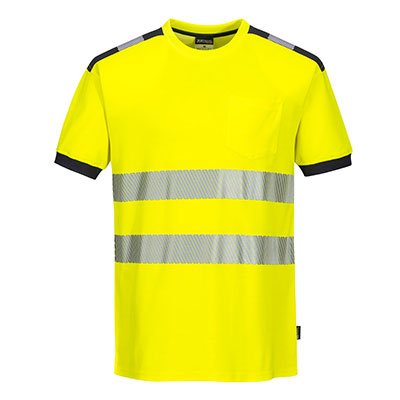 T181 Hi-Vis Vision T-paita kelta-musta, M - Suomen Brodeeraus