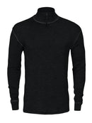 3107 Polo with zip wool/pa Black - Suomen Brodeeraus