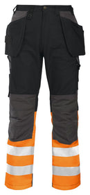 6522 PANTS HV CL1 Orange/black - Suomen Brodeeraus