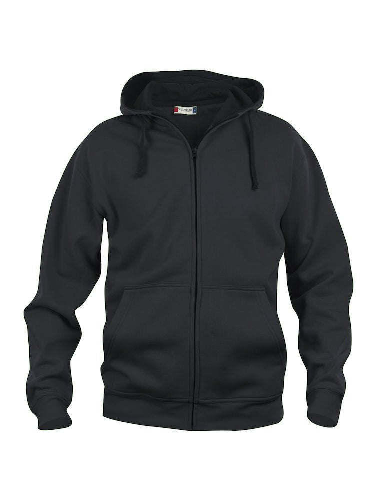 BASIC HOODY FULL ZIP BLACK - Suomen Brodeeraus