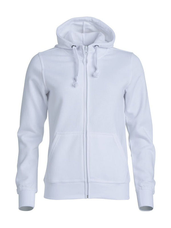 BASIC HOODY FULL ZIP LADY WHITE - Suomen Brodeeraus