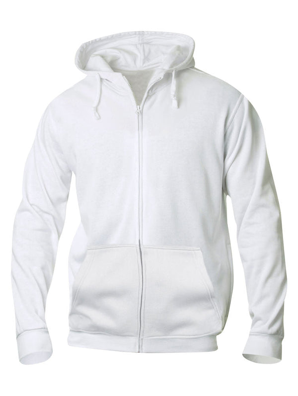 BASIC HOODY FULL ZIP WHITE - Suomen Brodeeraus