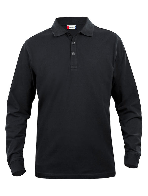 Basic Polo L/S Junior Black 110/120 - Suomen Brodeeraus