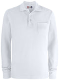 Basic Polo LS Pocket White - Suomen Brodeeraus