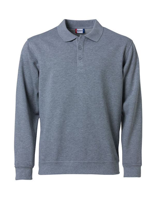 BASIC POLO SWEATER Grey melange - Suomen Brodeeraus